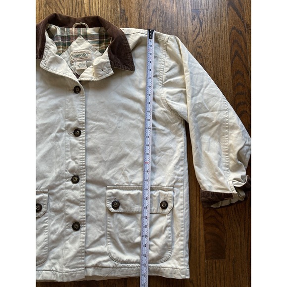 VTG St Johns Bay Chore Jacket Mens Large Beige Flannel Lined Corduroy Collar - Picture 6 of 10
